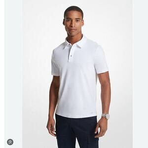 Michael Kors Polo Shirt Mens XL White MK Logo Golf Pullover 100% Cotton Preppy